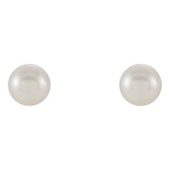 14K Yellow Cultured White Freshwater Pearl Earrings