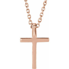 14K Rose Natural Ruby Petite Cross 16" Necklace