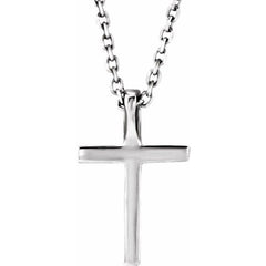 14K White Natural Peridot Petite Cross 16" Necklace