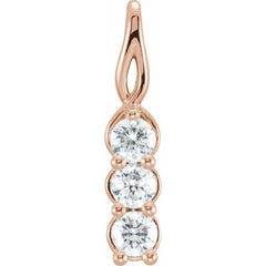 14K Rose 1/2 CTW Natural Diamond Three-Stone Pendant