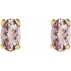 14K Yellow Natural Pink Morganite Earrings