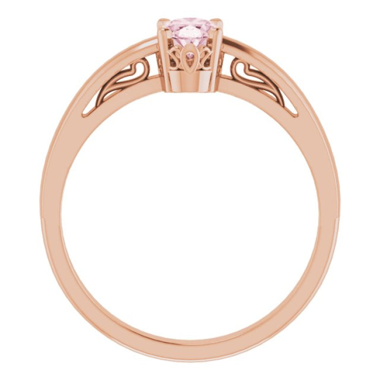 14K Rose Natural Pink Morganite Ring