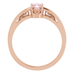 14K Rose Natural Pink Morganite Ring