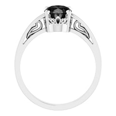 14K White Natural Black Onyx Ring