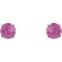 14K White Gold 5 mm Natural Pink Tourmaline Earrings