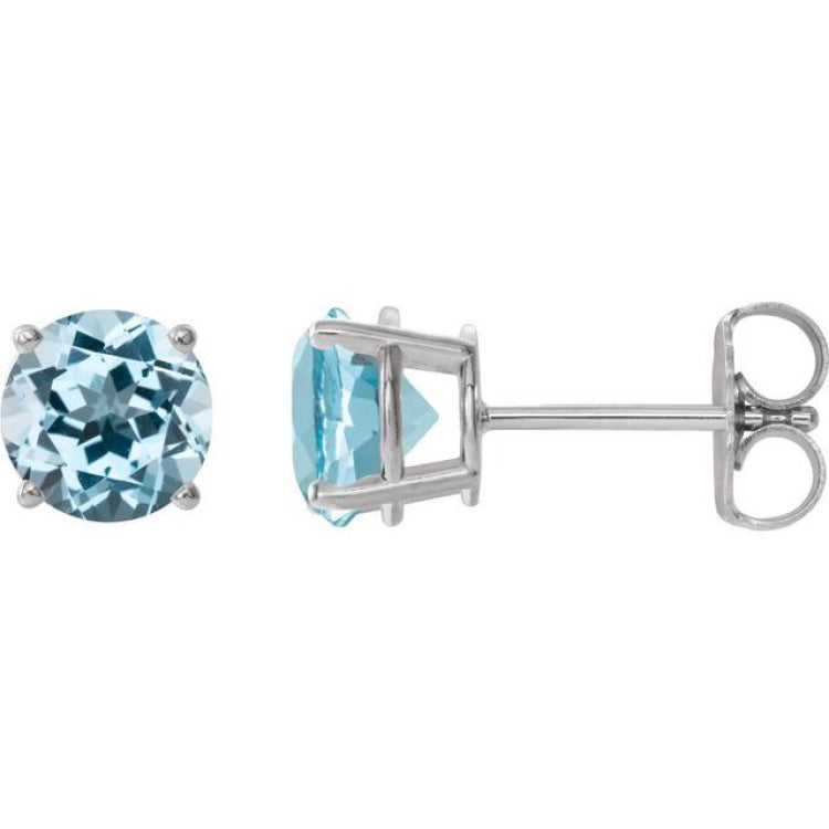 14K White Gold 2.5 mm Natural Sky Blue Topaz Earrings