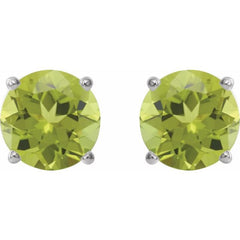 14K White 5 mm Natural Peridot Stud Earrings