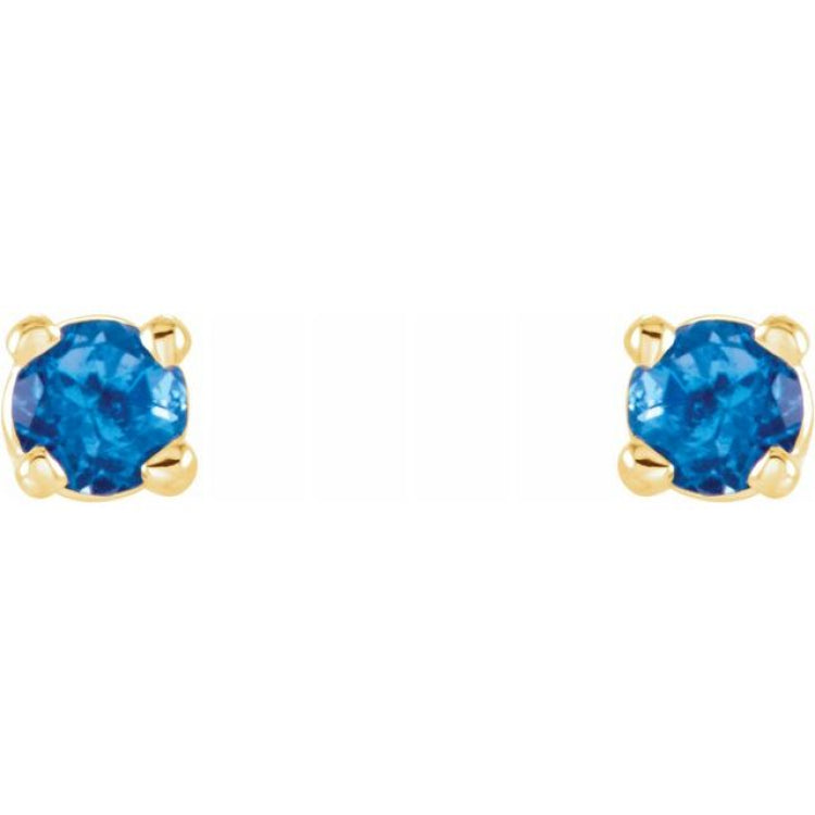 14K Yellow 2.5 mm Natural Swiss Blue Topaz Stud Earrings