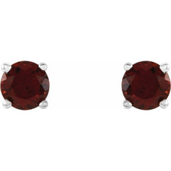 14K White Gold 4 mm Natural Mozambique Garnet Earrings