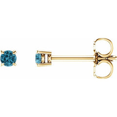 14K Yellow Gold 2.5 mm Natural Blue Zircon Earrings