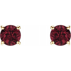 14K Yellow Gold 5 mm Natural Mozambique Garnet Earrings