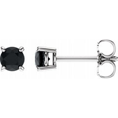 14K White Gold 4 mm Natural Black Onyx Earrings
