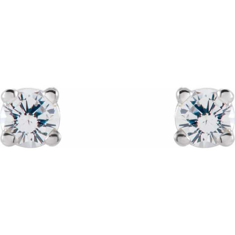 14K White 2.5 mm Natural White Sapphire Stud Earrings