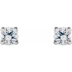 14K White 2.5 mm Natural White Sapphire Stud Earrings