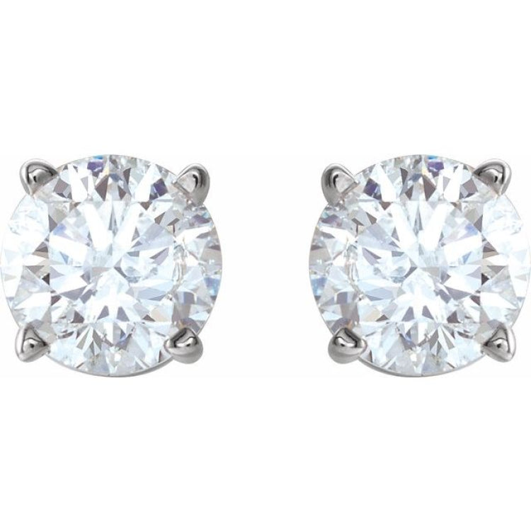14K White 4 mm Natural White Sapphire Stud Earrings