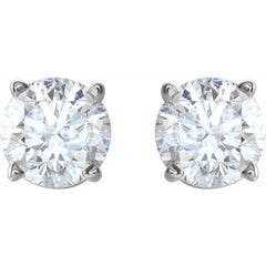 14K White 4 mm Natural White Sapphire Stud Earrings