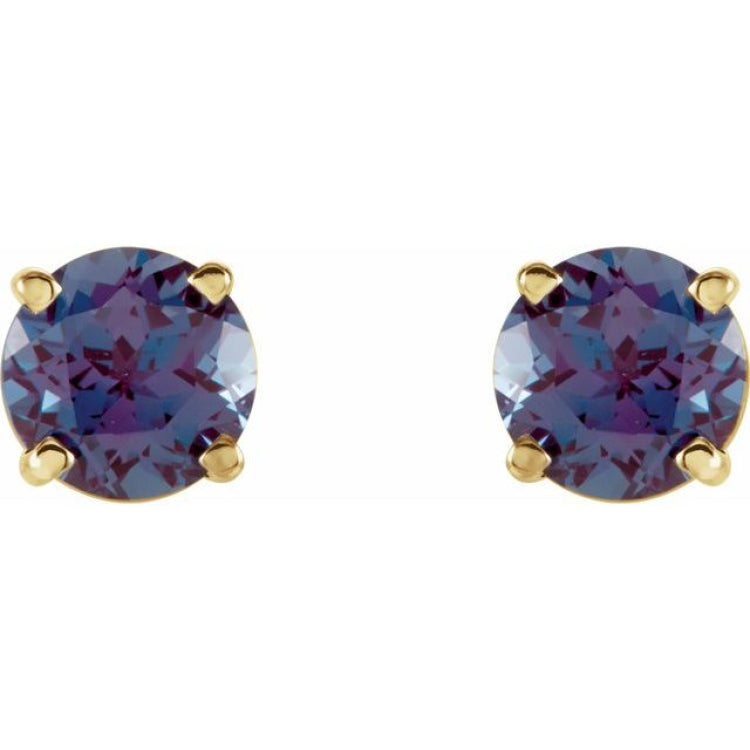 14K Yellow 5 mm Lab-Grown Alexandrite Stud Earrings