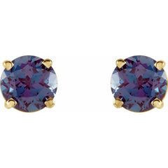 14K Yellow 5 mm Lab-Grown Alexandrite Stud Earrings