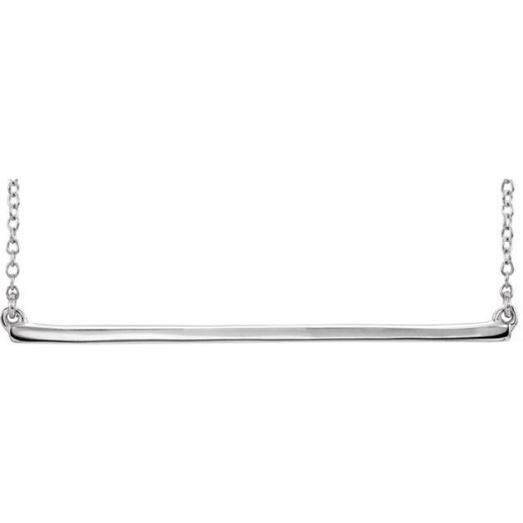 14K White Straight Bar 16-18" Necklace