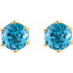 14K Yellow Natural Swiss Blue Topaz Earrings