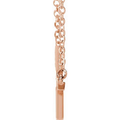 14K Rose 17x9 mm Sideways Cross 16-18" Necklace