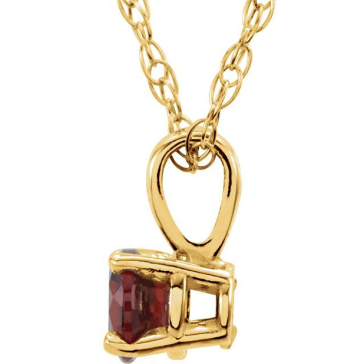 14K Yellow 3 mm Lab-Grown Ruby Youth Solitaire 14" Necklace