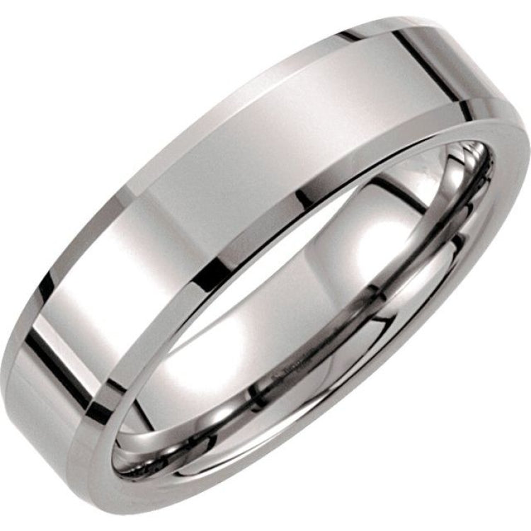 Tungsten 6 mm Beveled-Edge Band Size 7.5