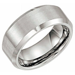 Tungsten 8 mm Beveled-Edge Comfort-Fit Band Size 8.5