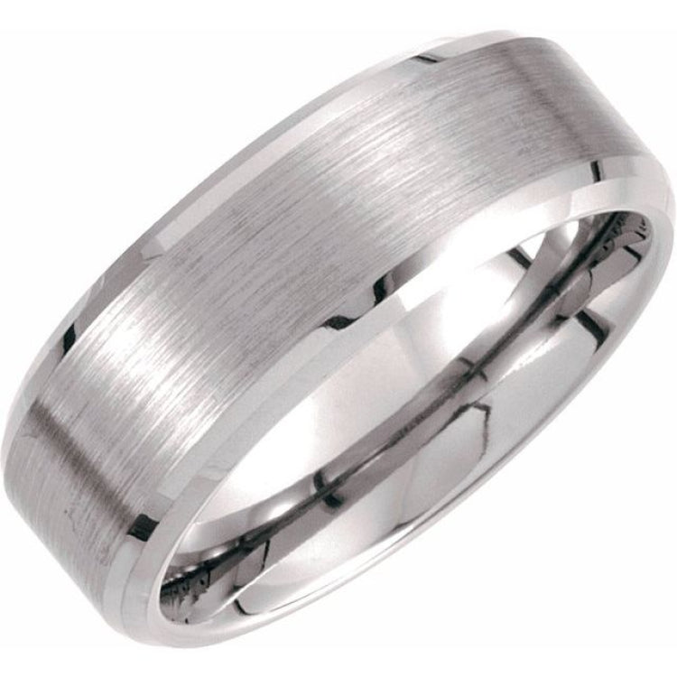 Tungsten 8 mm Beveled-Edge Band with Satin Center Size 8