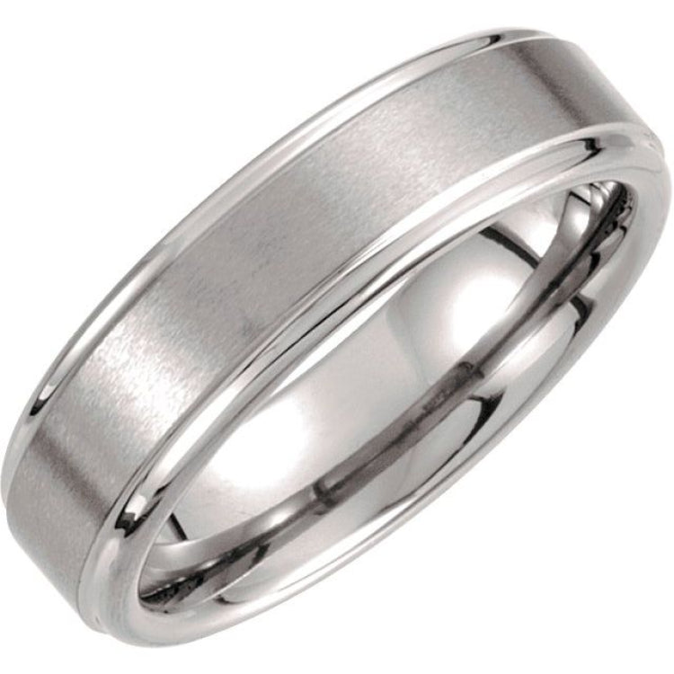 Tungsten 6 mm Satin and Polished Edge Band Size 8