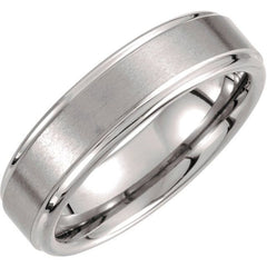 Tungsten 6 mm Satin and Polished Edge Band Size 8.5