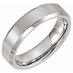 Tungsten 6 mm Satin & Polished Beveled-Edge Band Size 12