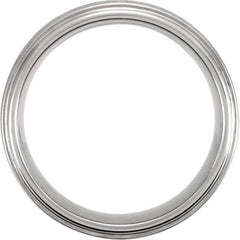 Tungsten 8 mm Stepped-Edge Comfort-Fit Flat Band Size 12