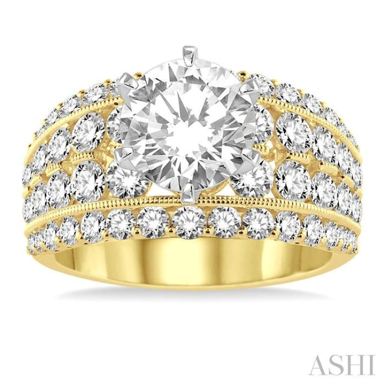 2 1/10 ctw Diamond Semi-Mount Engagement Ring in 14K Yellow and White Gold