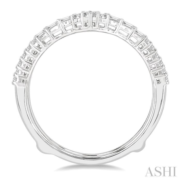 1/3 Ctw Chevron Baguette and Round Cut Diamond Insert Ring in 14K White Gold