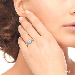 1/2 ctw Diamond Engagement Ring with 1/5 ct Princess Cut Center Stone in 14K White Gold