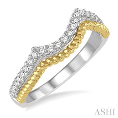 1/4 Ctw Round Cut Diamond Wedding Band in 14K White and Yellow Gold