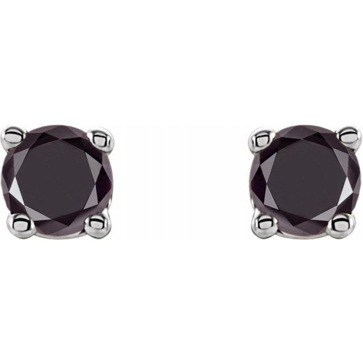 14K White 1/8 CTW Natural Black Diamond Stud Earrings