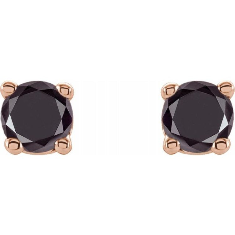 14K Rose 1/5 CTW Natural Black Diamond Stud Earrings