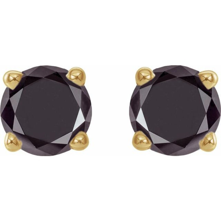 14K Yellow Gold 1/2 CTW Natural Black Diamond Earrings