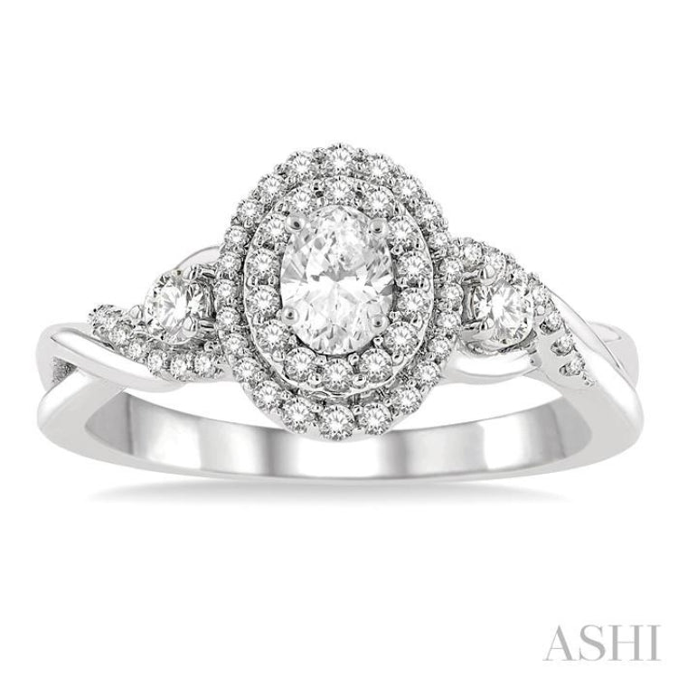 3/8 Ctw Split Twisted Shank Round Cut Diamond Semi-Mount Engagement Ring in 14K White Gold