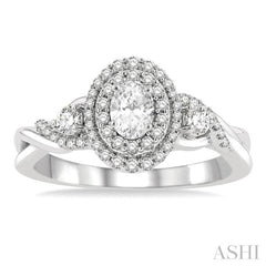 3/8 Ctw Split Twisted Shank Round Cut Diamond Semi-Mount Engagement Ring in 14K White Gold