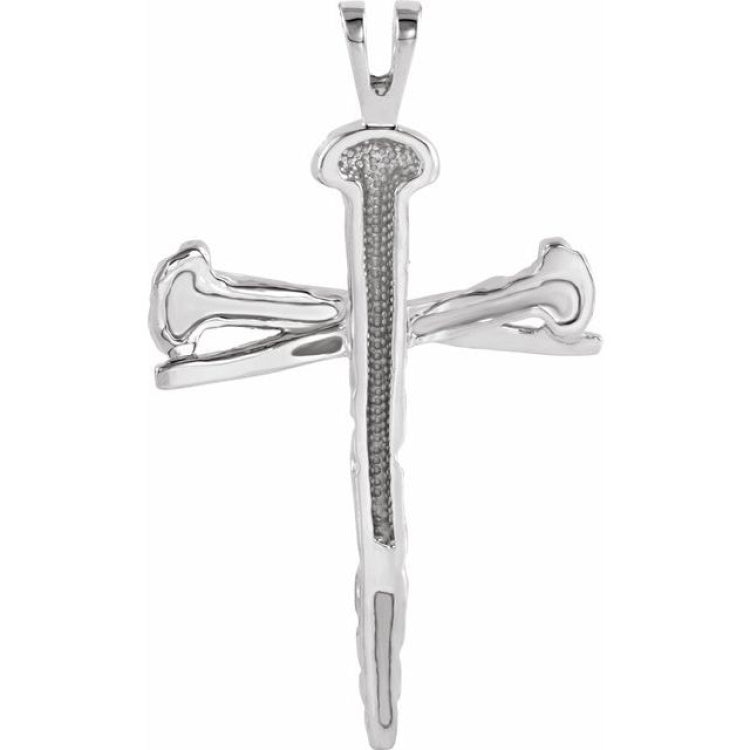 Platinum 26x18.2 mm Nail Design Cross Pendant