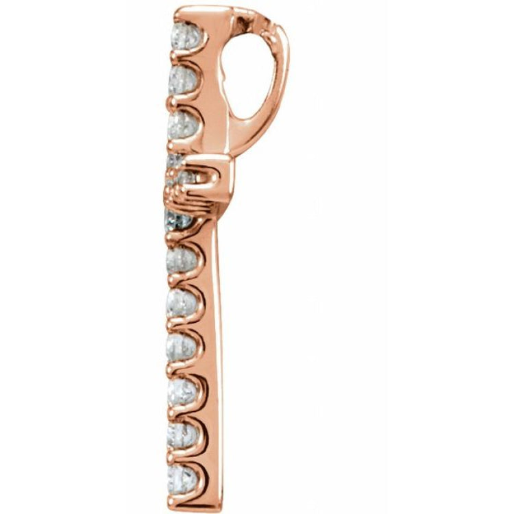 14K Rose .06 CTW Natural Diamond Petite Cross Pendant