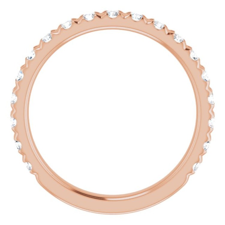 14K Rose 3/4 CTW Natural Diamond French-Set Anniversary Band
