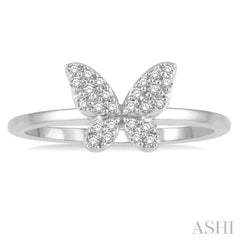 1/6 Ctw Butterfly Motif Round Cut Diamond Petite Fashion Ring in 10K White Gold