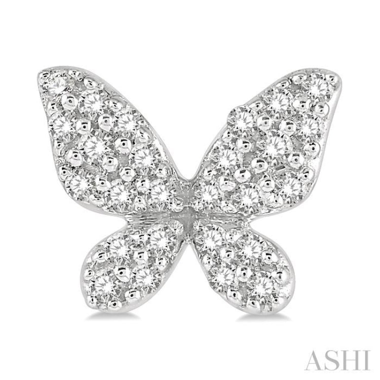 1/5 Ctw Butterfly Motif Round Cut Diamond Petite Fashion Earrings in 10K White Gold