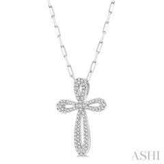 1/2 Ctw Latin Cross Round Cut Diamond Pendant With Chain in 14K White Gold