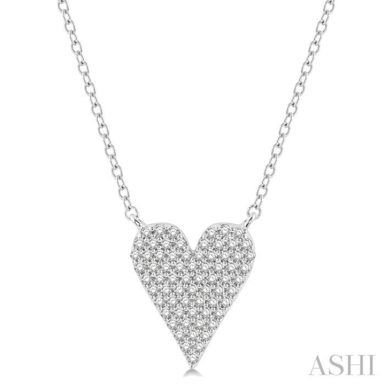 1/4 ctw Heart Charm Round Cut Diamond Fashion Pendant in 10K White Gold