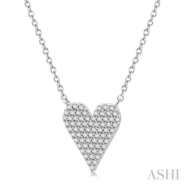 1/4 ctw Heart Charm Round Cut Diamond Fashion Pendant in 10K White Gold